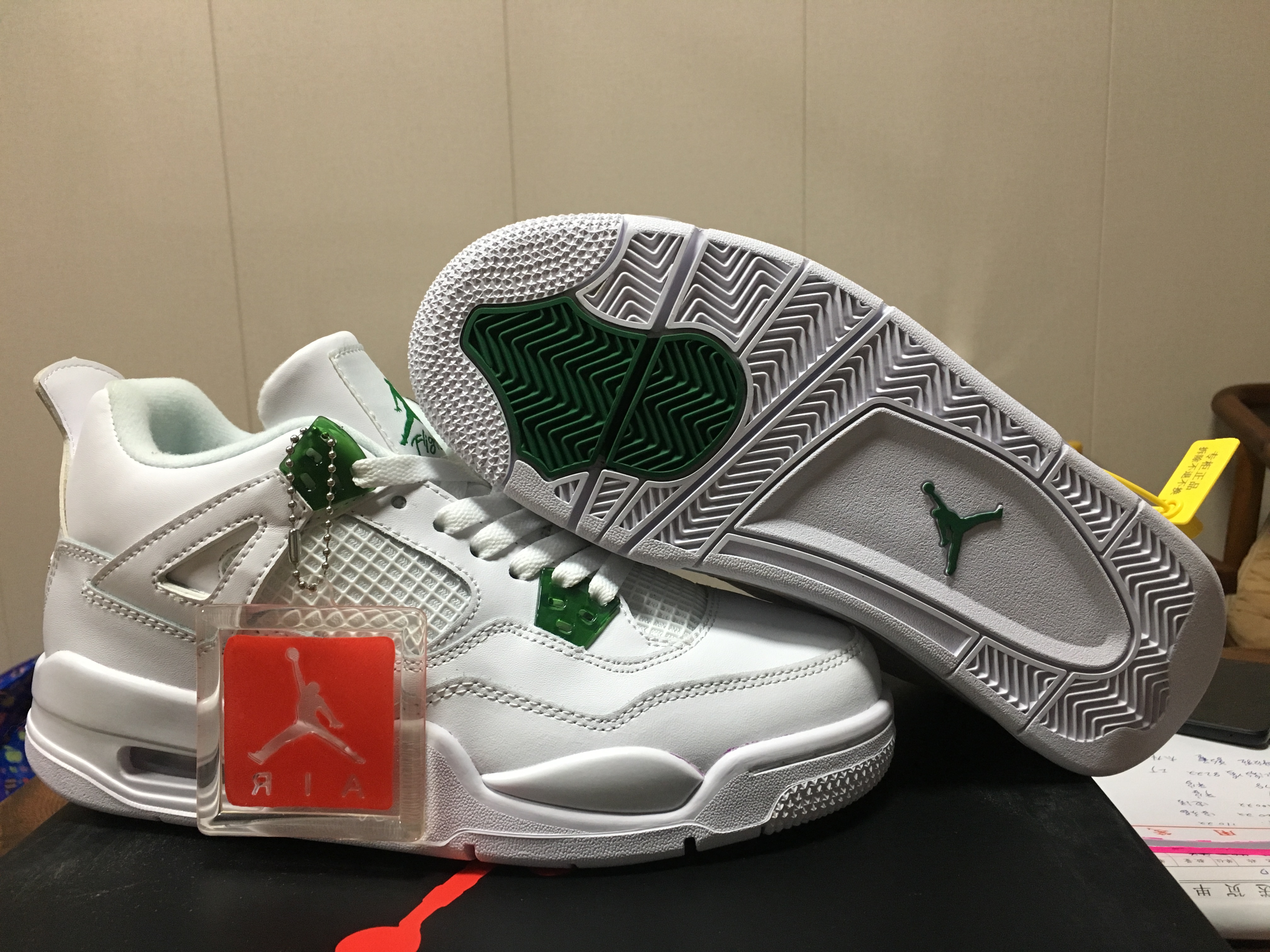 2020 Air Jordan 4 Retro White Green Shoes - Click Image to Close